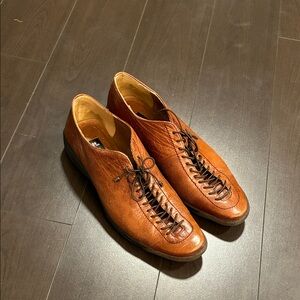 Vintage cognac brown leather oxford lace ups wide toebox orthopedic size 7.5